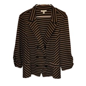 Dressbarn striped ruched sleeved blazer plus size 2X